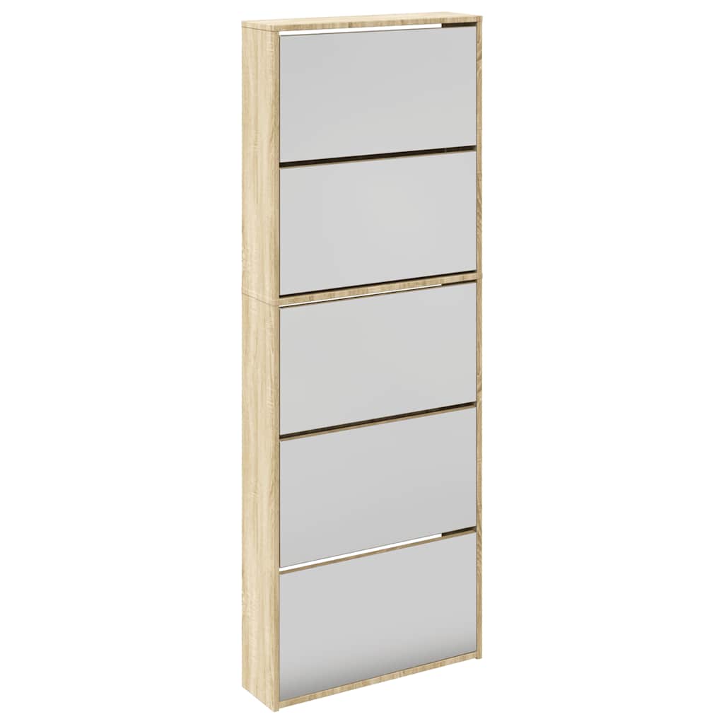 Ormarić za cipele s 5 razina i ogledalom 63x17x169,5 cm hrast