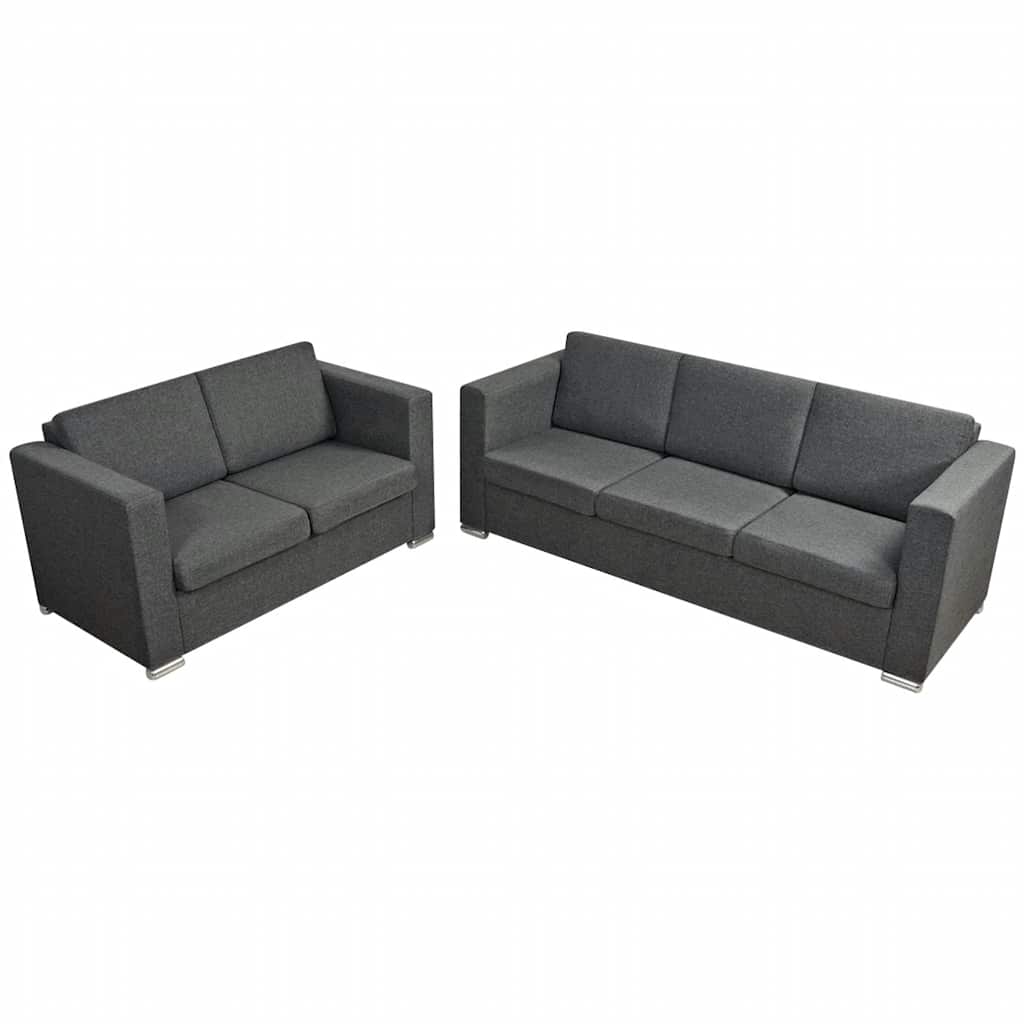 Dvodijelni set sofa od tkanina tamnosivi