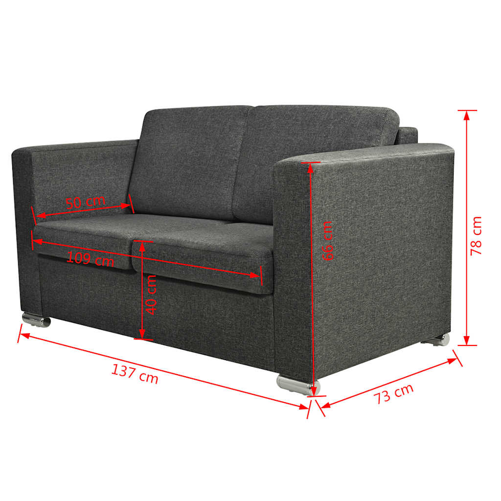 Dvodijelni set sofa od tkanina tamnosivi