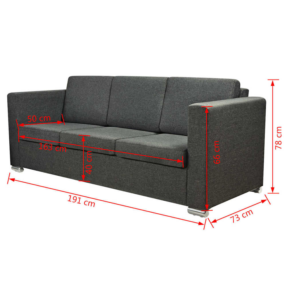 Dvodijelni set sofa od tkanina tamnosivi
