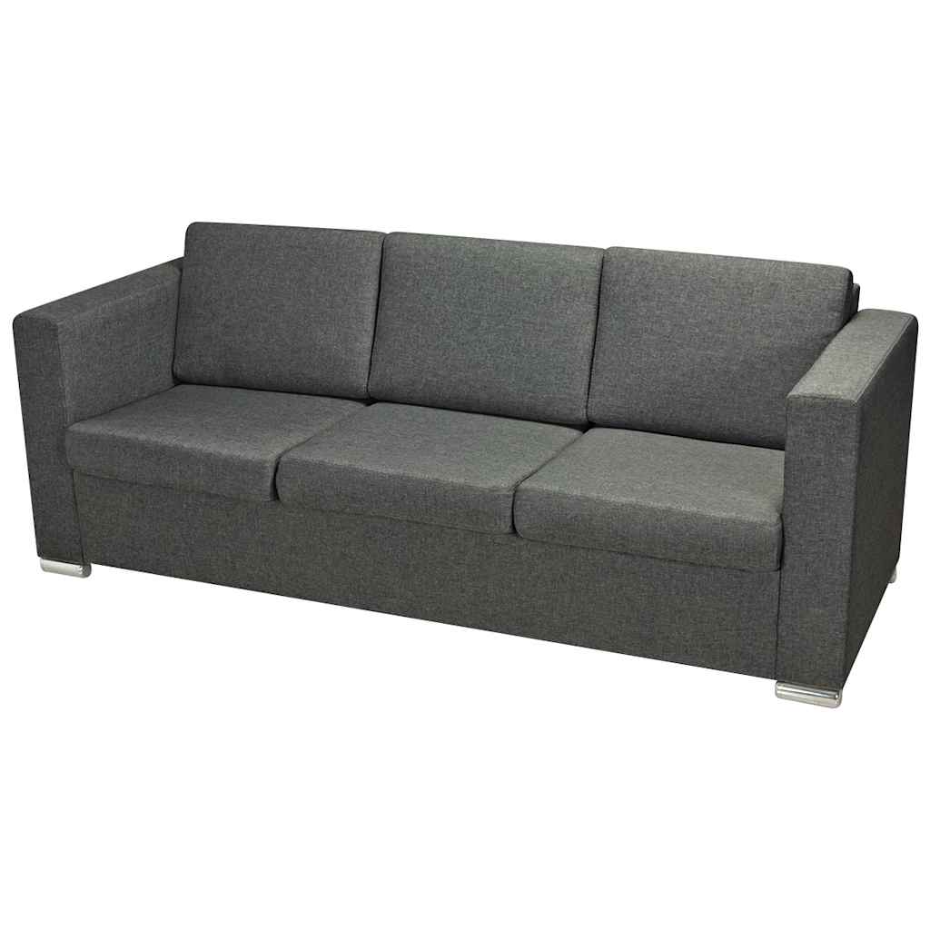 Trodijelni set sofa od tkanina tamnosivi