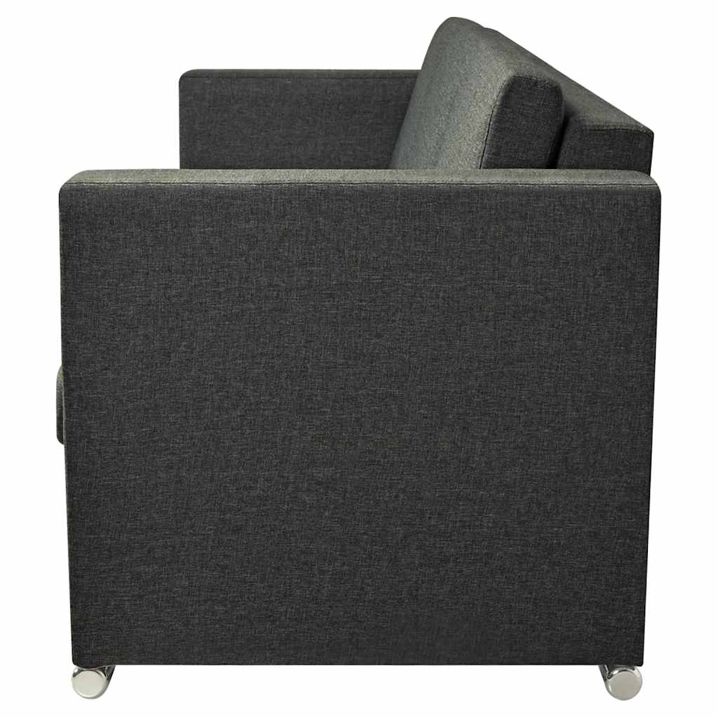 Trodijelni set sofa od tkanina tamnosivi