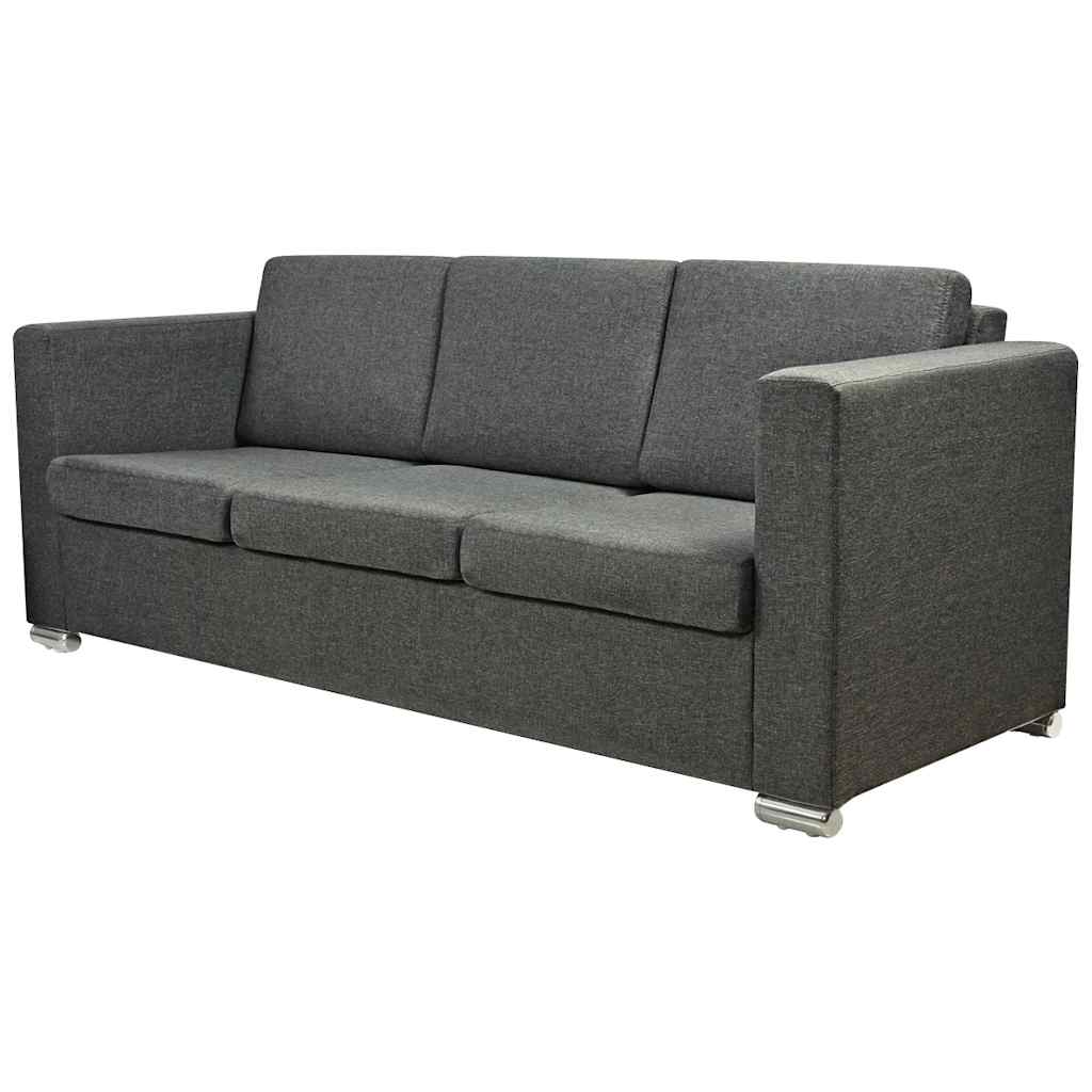 Trodijelni set sofa od tkanina tamnosivi