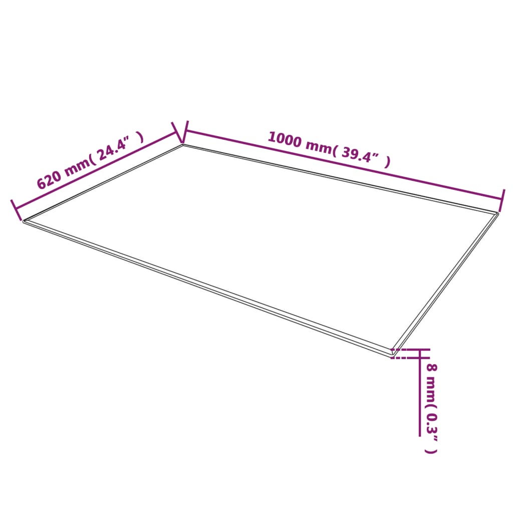 Stolna Ploča od Kaljenog Stakla Pravokutna 1000x620 mm