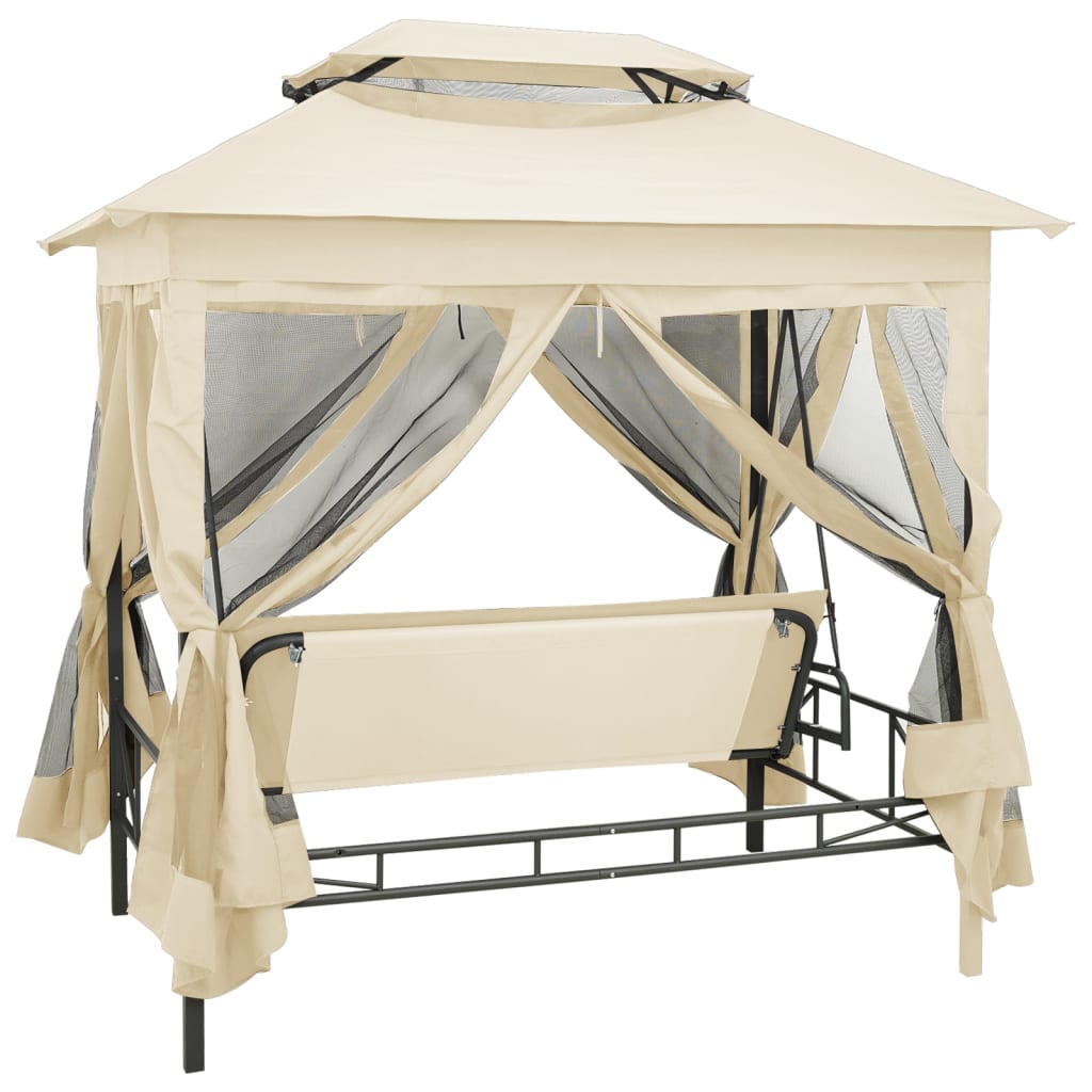 Gazebo konvertibilna ljuljačka krema bijela