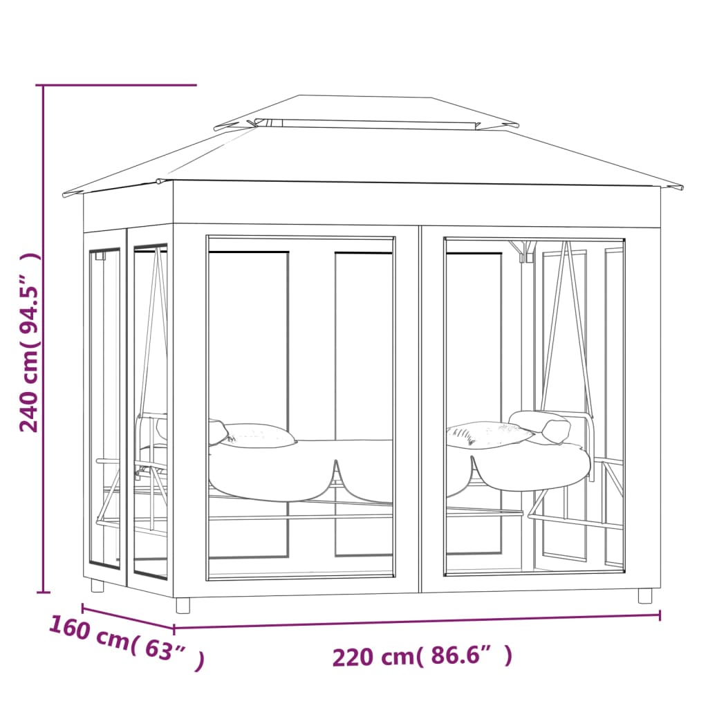 Gazebo konvertibilna ljuljačka krema bijela