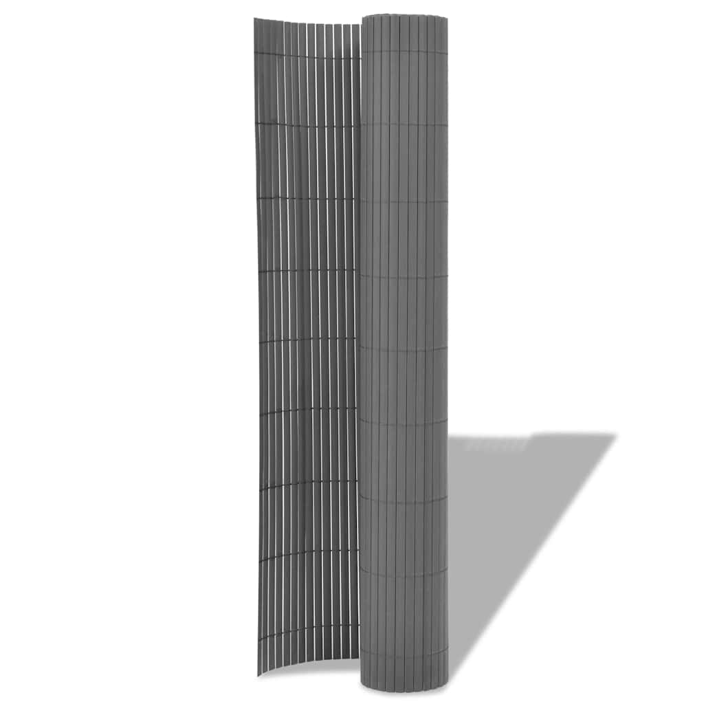 Dvostrana vrtna ograda PVC 90 x 300 cm siva