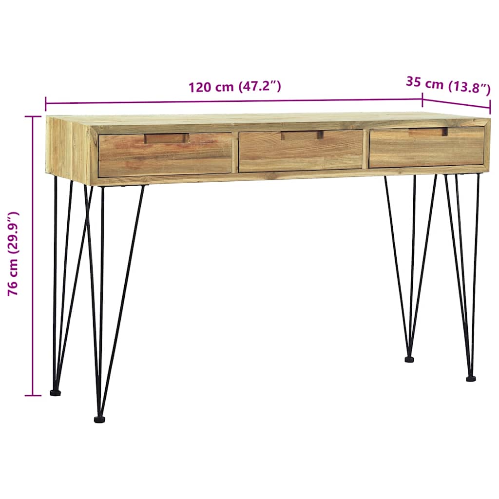 Konzolni Stol 120x35x76 cm Masivna Tikovina
