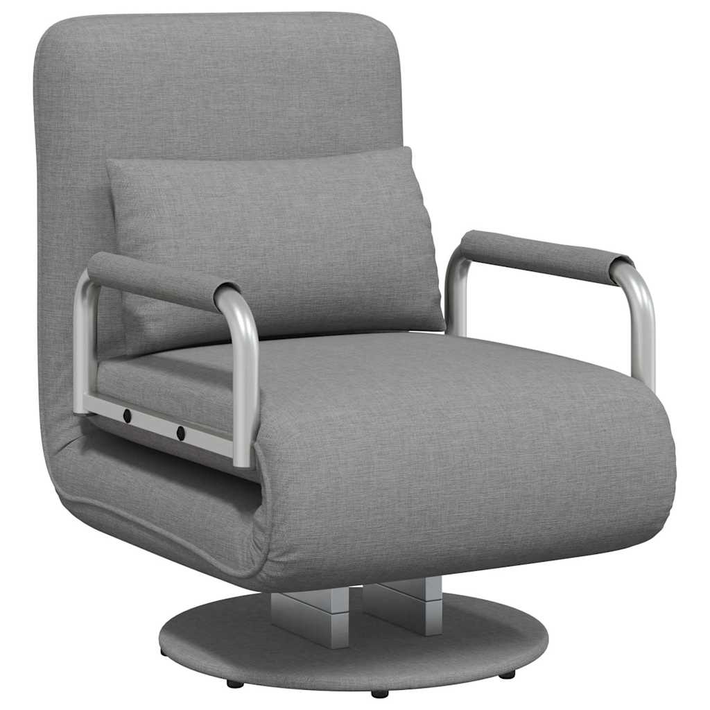 Okretna stolica sofa krevet od tkanine svjetlosivi