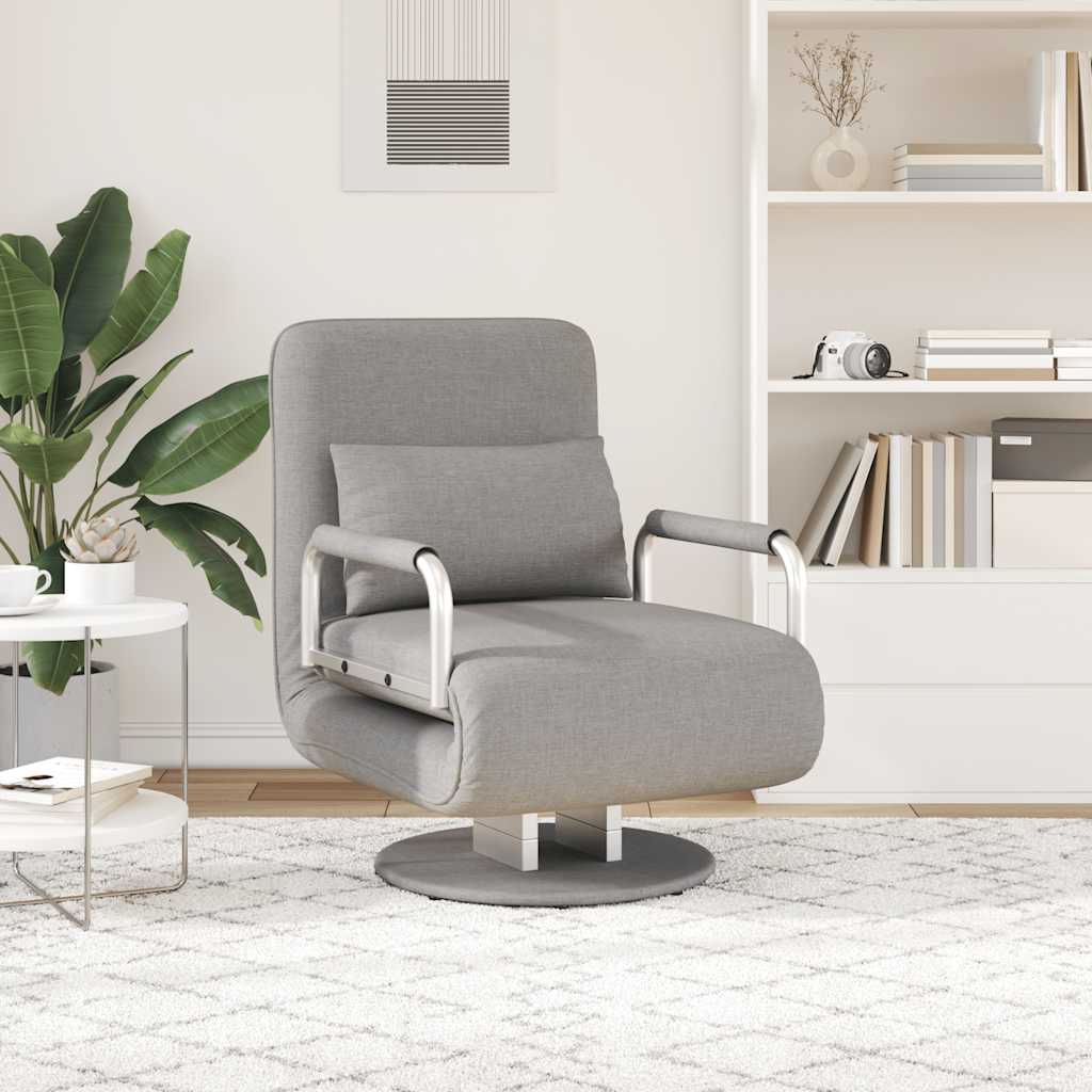 Okretna stolica sofa krevet od tkanine svjetlosivi