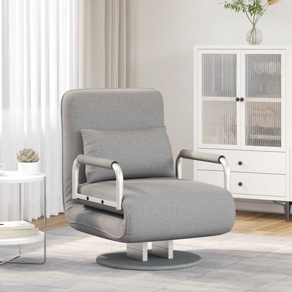 Okretna stolica sofa krevet od tkanine svjetlosivi