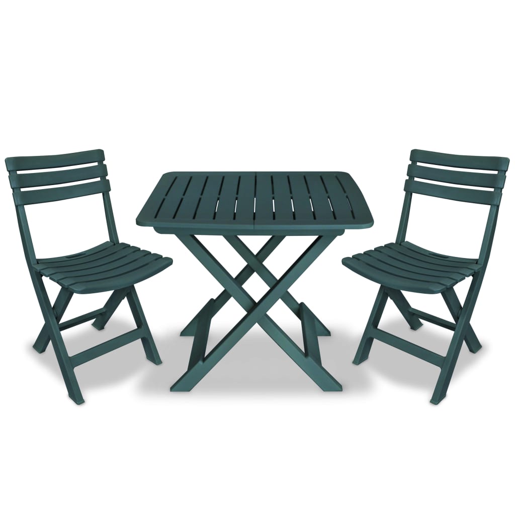 3-dijelni sklopivi bistro set plastični zeleni