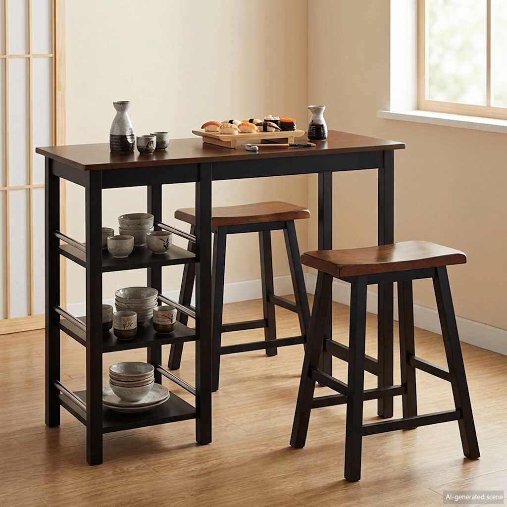 Barski Set 3 kom MDF Crni