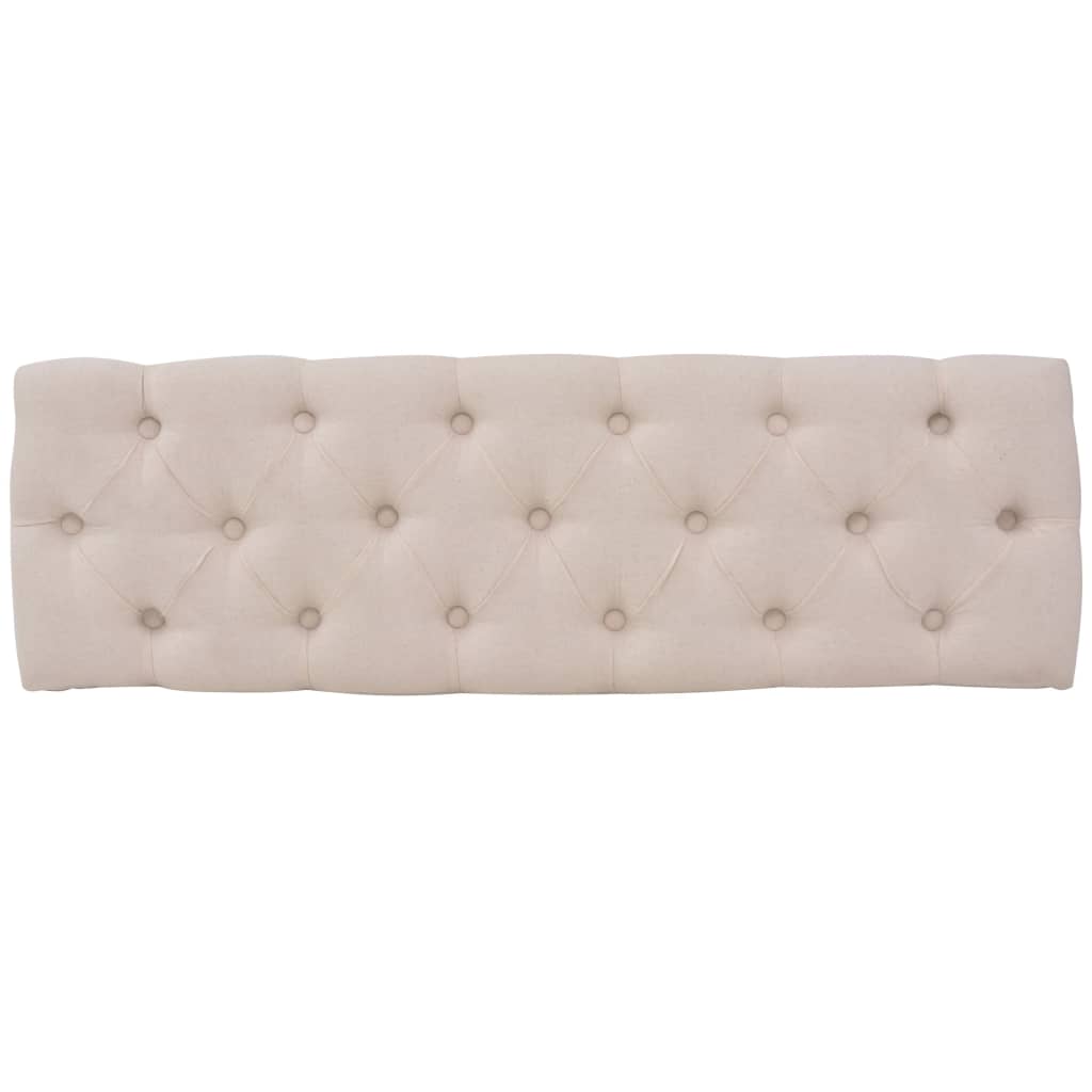 Klupa od Tkanine i Masivnog Drva 110x38x48 cm Krem Bijela