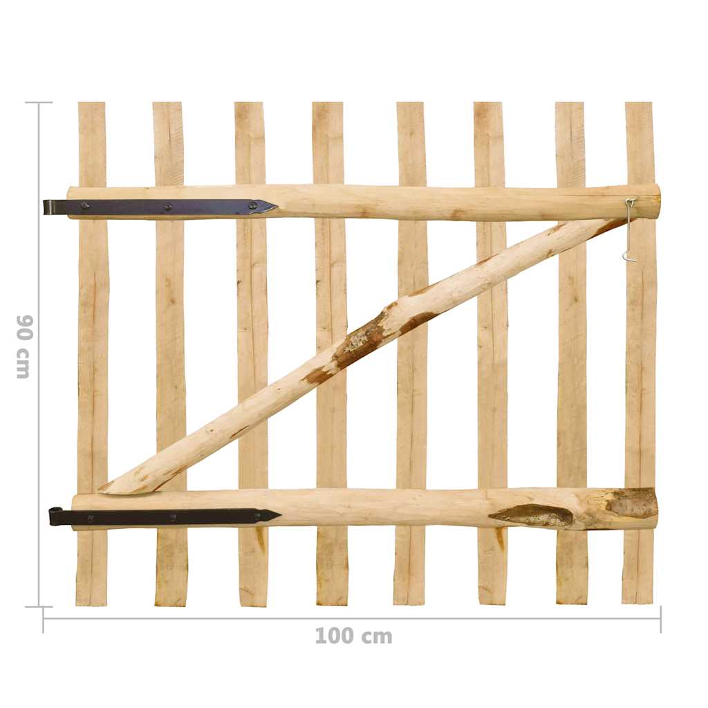 Jednostruka vrata za ogradu od drva lješnjaka 100 x 90 cm