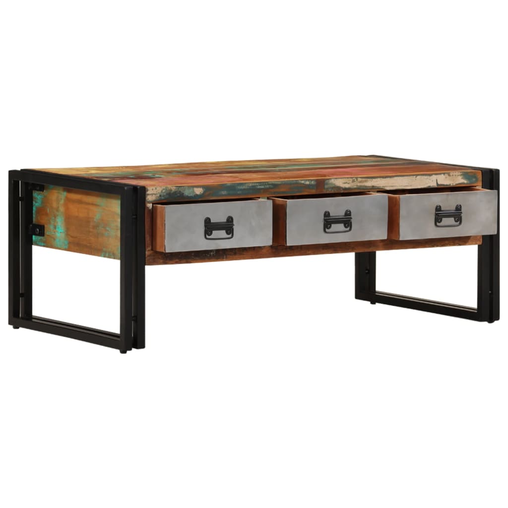 Stolić za kavu s 3 ladice od masivnog recikliranog drva 100 x 50 x 35 cm