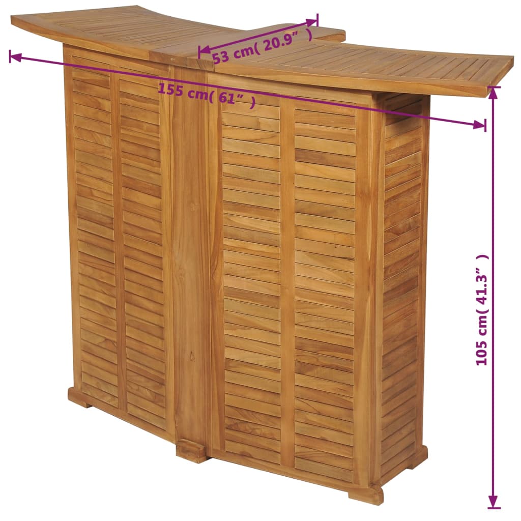 Sklopivi barski stol od masivne tikovine 155 x 53 x 105 cm