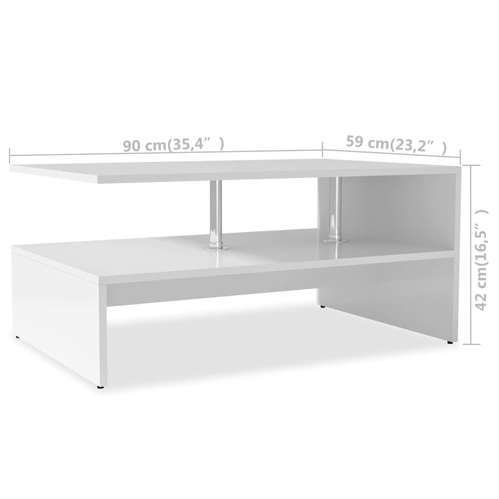 Stolić za kavu od konstruiranog drva 90 x 59 x 42 cm bijeli
