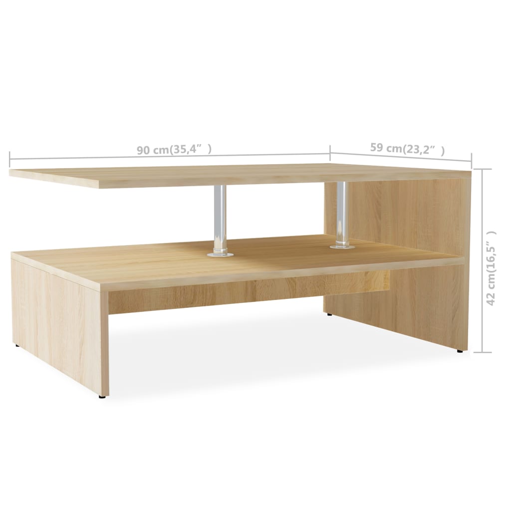 Stolić za kavu od konstruiranog drva 90x59x42 cm boja hrasta