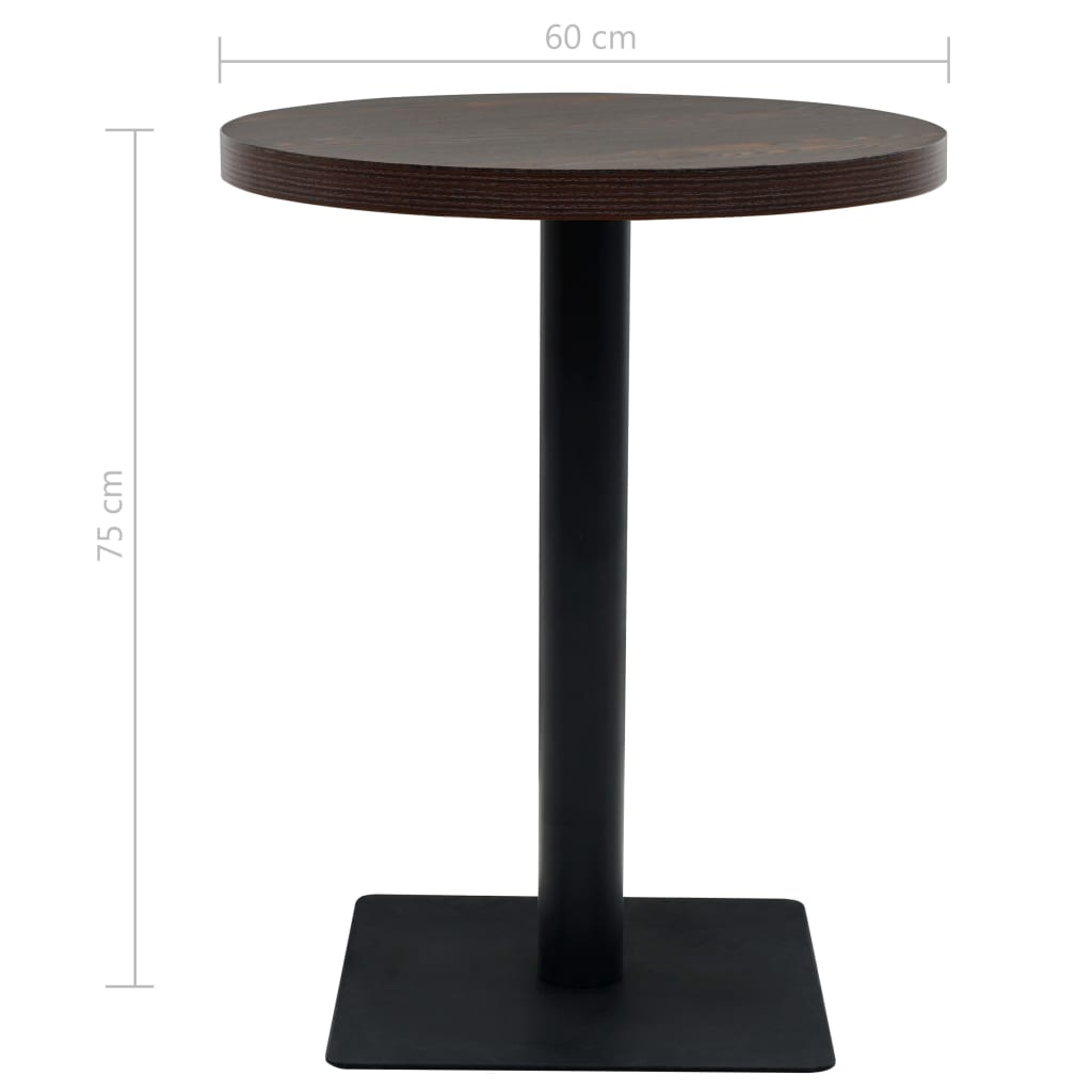 Okrugli stol za bistro od MDF-a i čelika 60 x 75 cm tamni pepeljasti