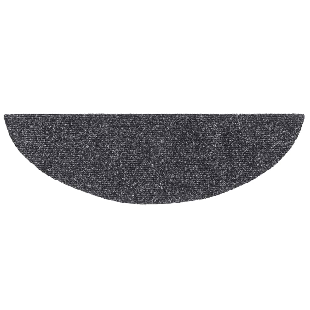 Prostirke za stepenice, samoljepljive, 15 kom, 56x17x3 cm, tamno sive, poluokrugle