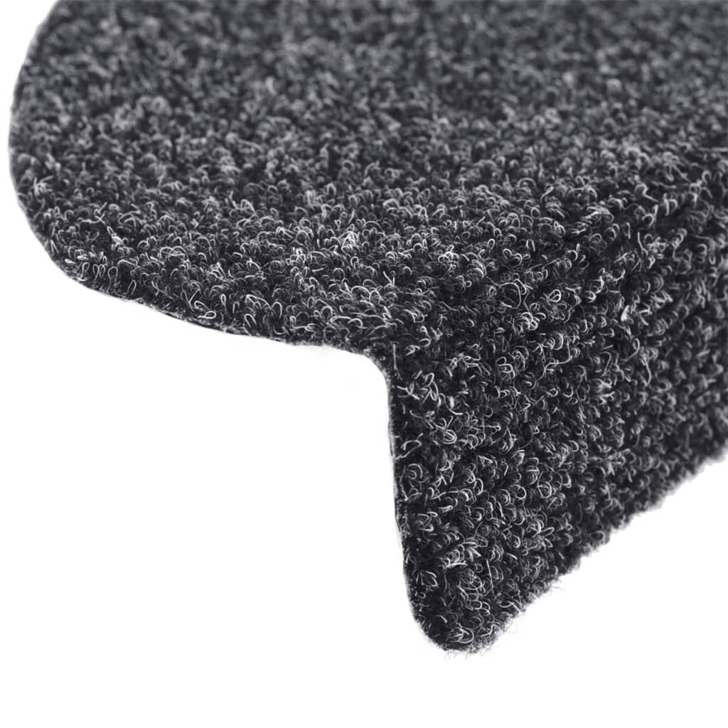 Prostirke za stepenice, samoljepljive, 15 kom, 56x17x3 cm, tamno sive, poluokrugle