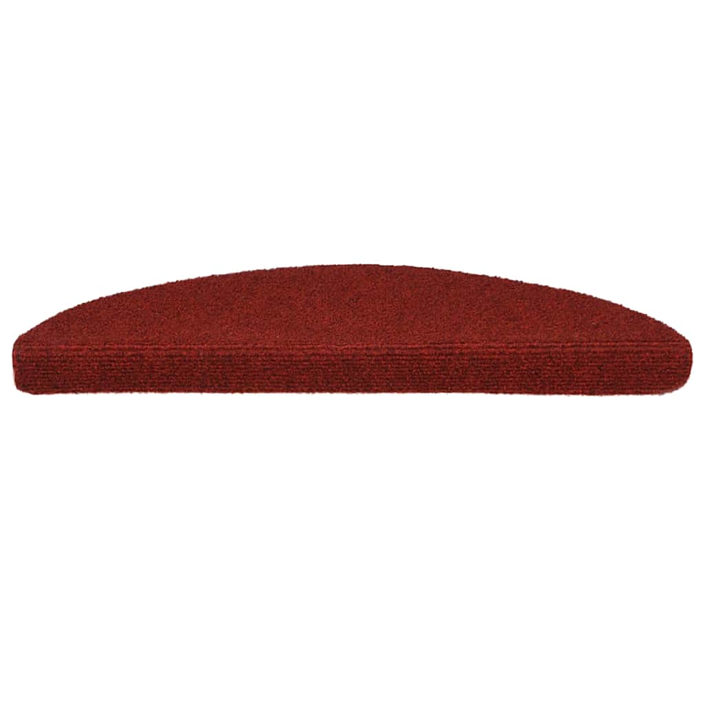 Prostirke za stepenice, samoljepljive, 15 kom, 56x17x3 cm, bordo crvene, poluokrugle