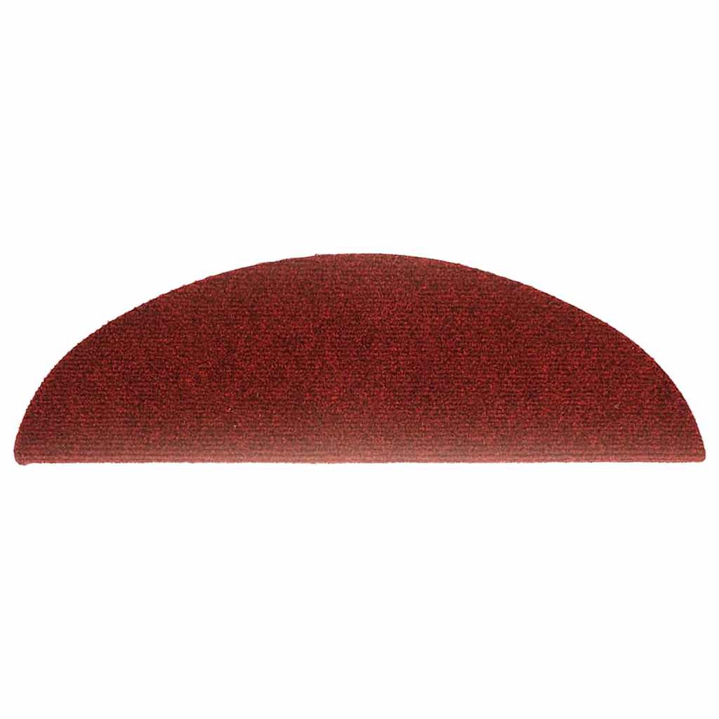 Prostirke za stepenice, samoljepljive, 15 kom, 56x17x3 cm, bordo crvene, poluokrugle
