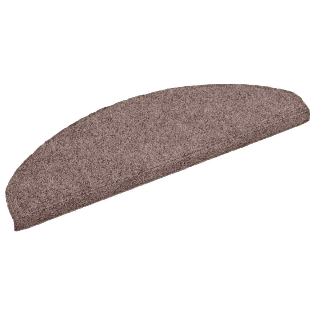 Prostirke za stepenice, samoljepljive, 15 kom, 65x21x4 cm, svijetlosmeđe, poluokrugle, velike