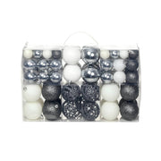 Set božićnih kuglica 100 komada 3/4/6 cm bijeli/sivi