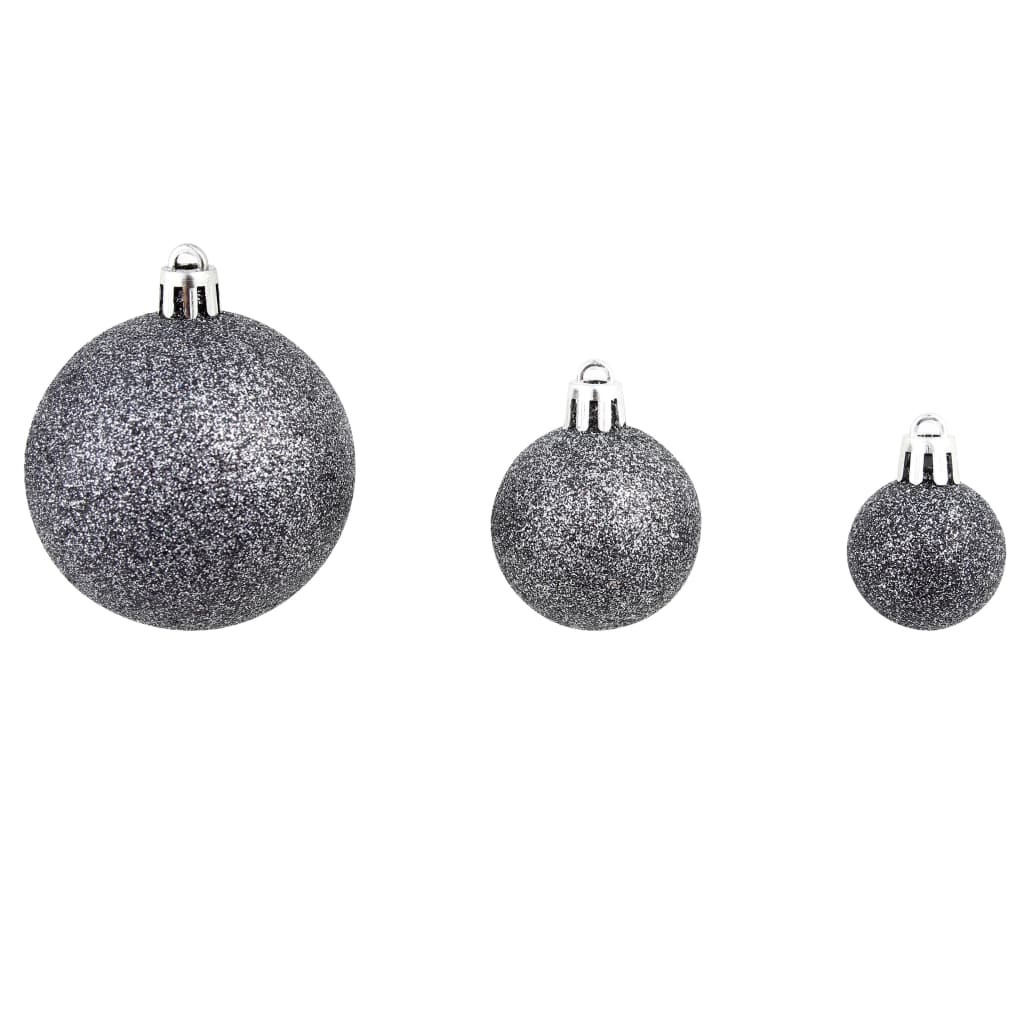 Set božićnih kuglica 100 komada 3/4/6 cm bijeli/sivi