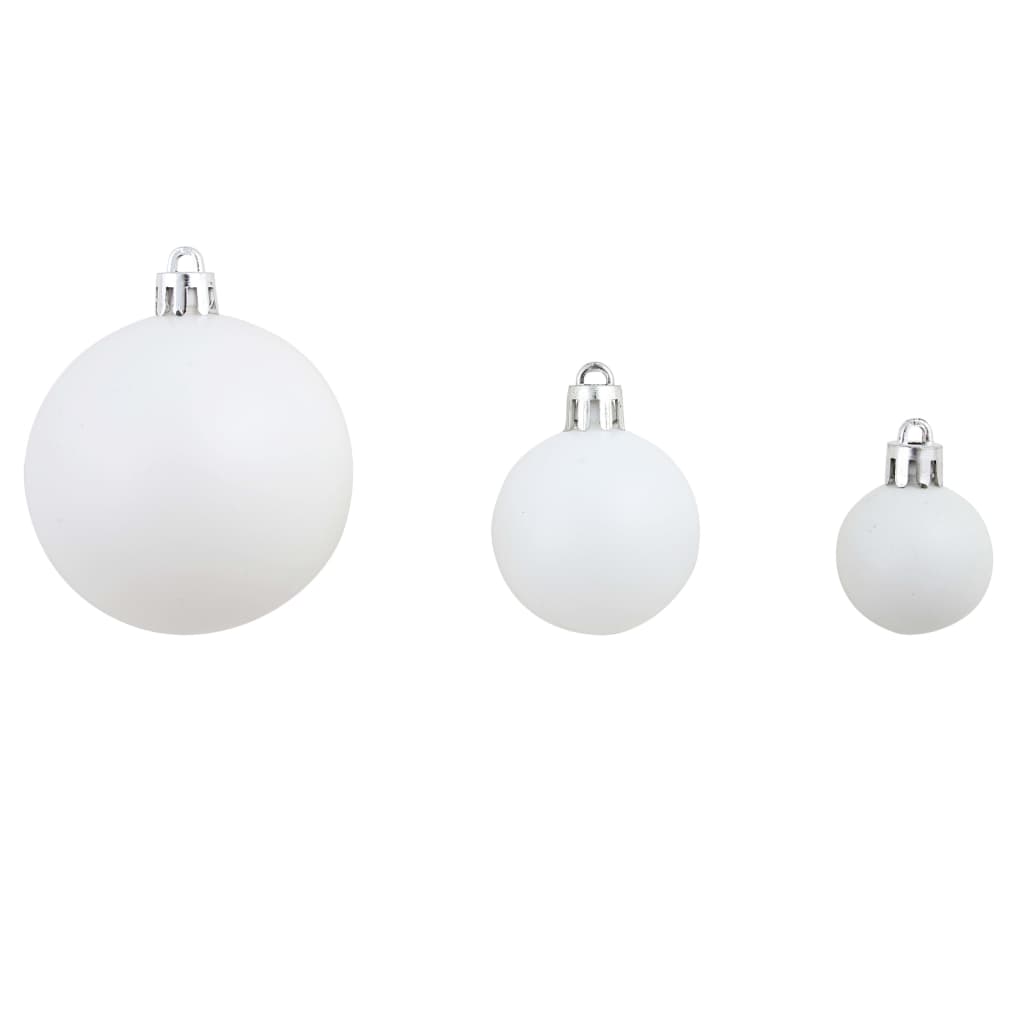 Set božićnih kuglica 100 komada 3/4/6 cm bijeli/sivi