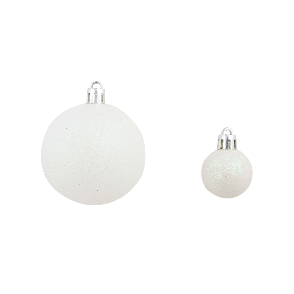 Set božićnih kuglica 100 komada 3/4/6 cm bijeli/sivi