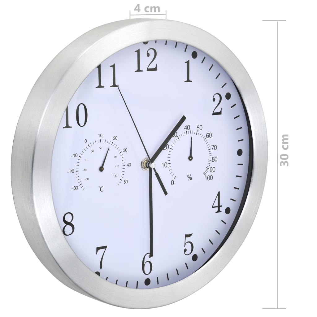 Zidni sat s kvarcnim mehanizmom higrometrom i termometrom 30 cm
