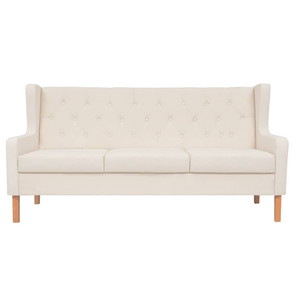 2-dijelni set sofa od tkanine krem bijeli