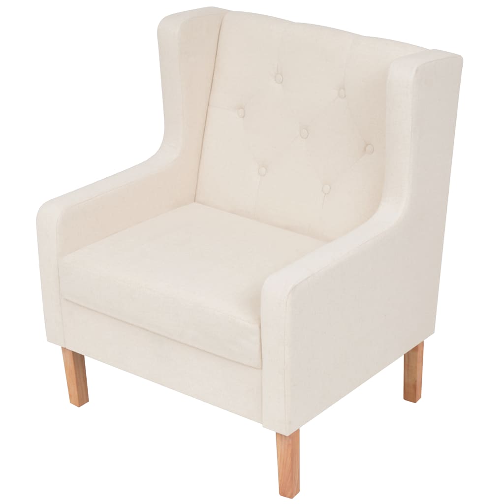 2-dijelni set sofa od tkanine krem bijeli