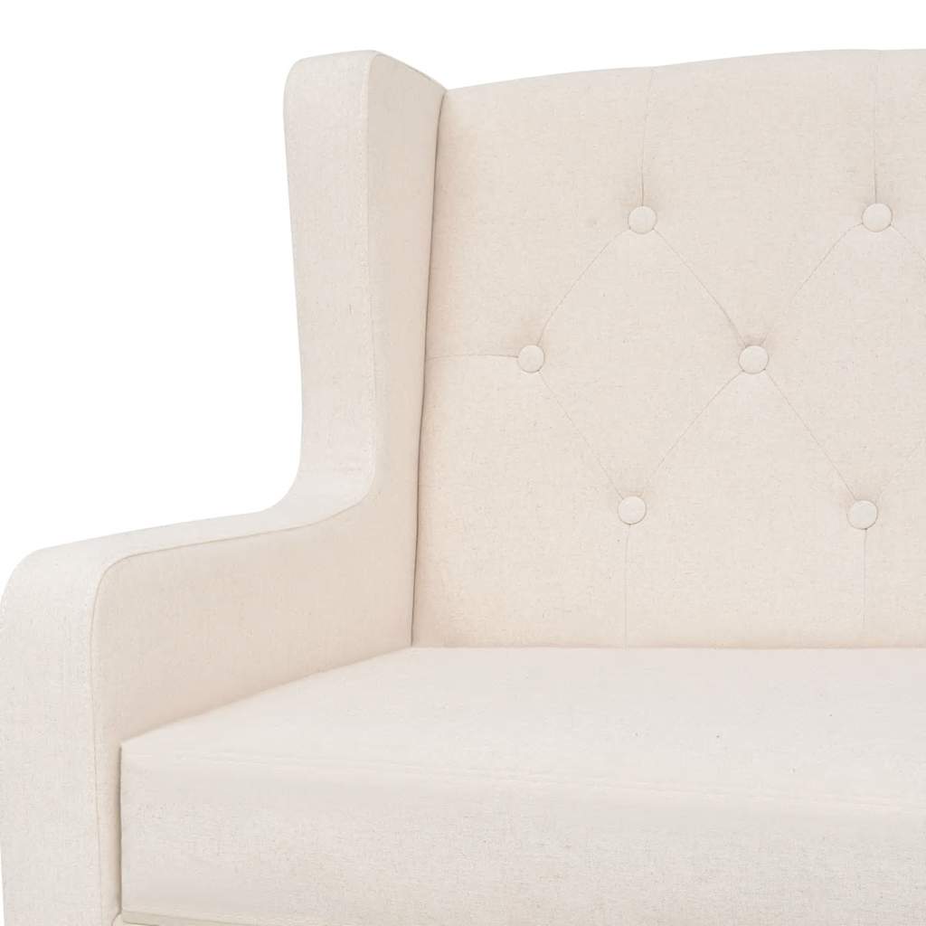 2-dijelni set sofa od tkanine krem bijeli