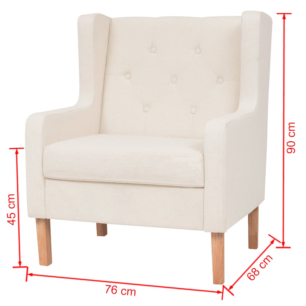 3-dijelni set sofa od tkanine krem bijeli