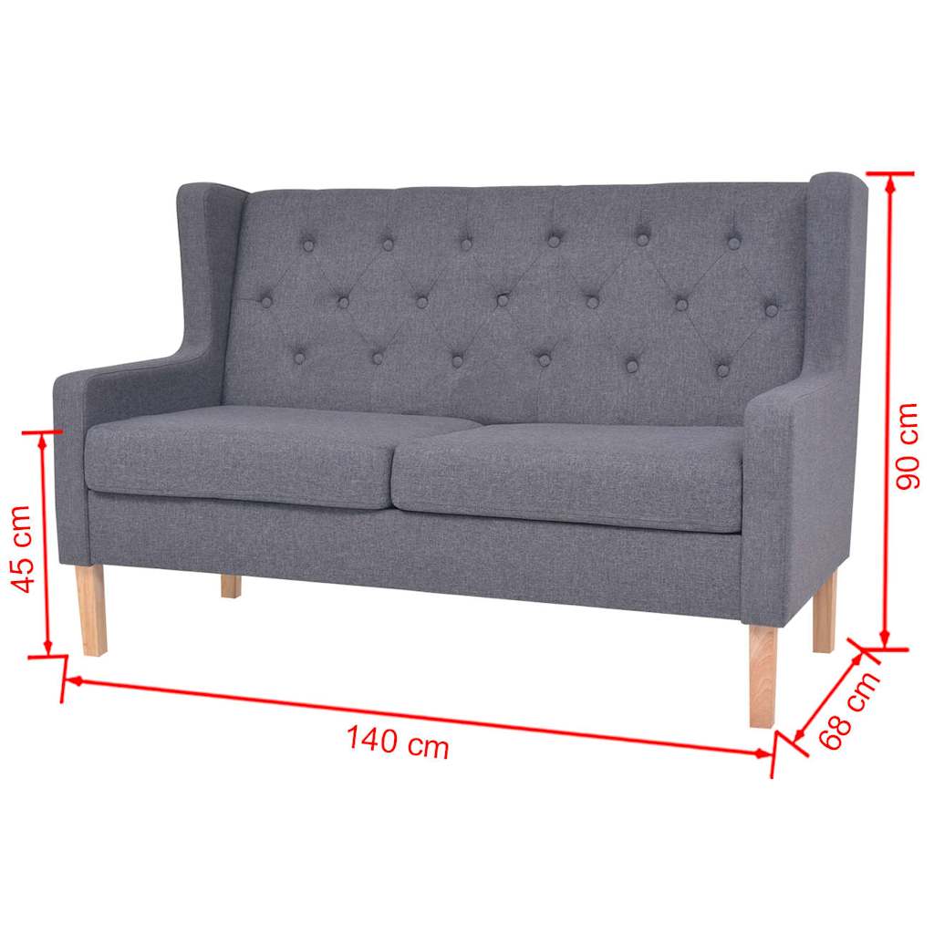 2-dijelni set sofa od tkanine sivi