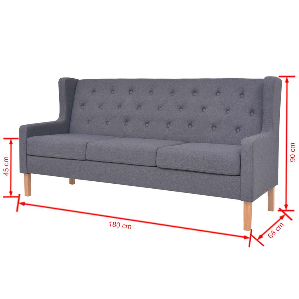 3-dijelni set sofa od tkanine sivi