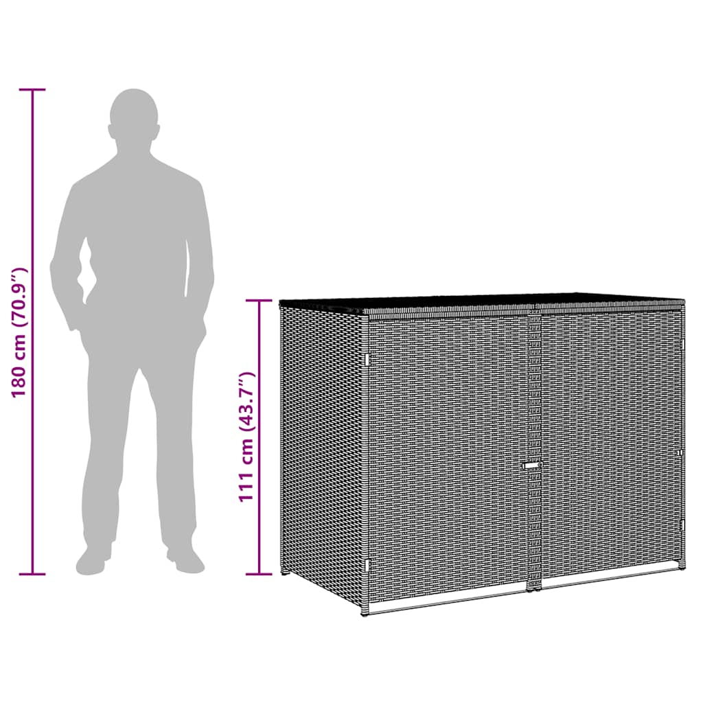 Ukrasna Kutija od Poliratana za 2 Kante za Otpad Crna 148x80x111 cm