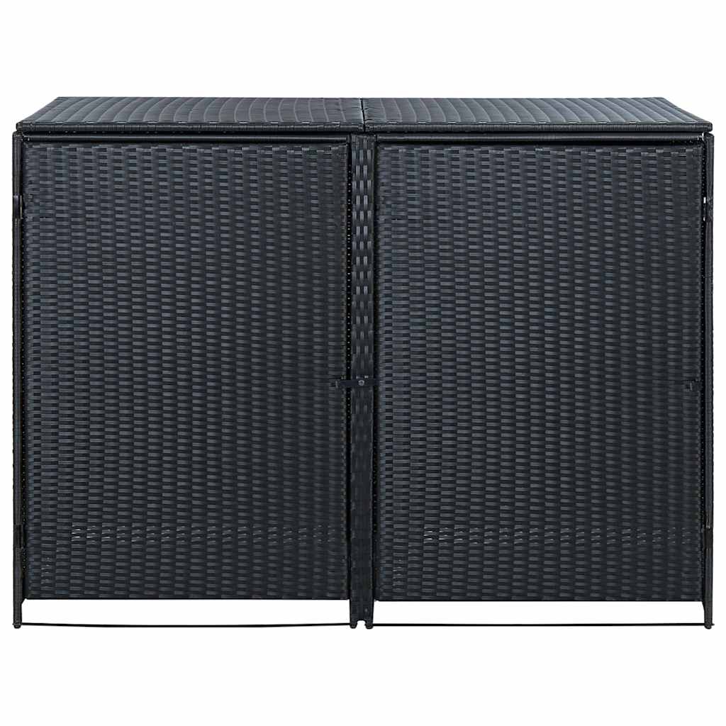 Ukrasna Kutija od Poliratana za 2 Kante za Otpad Crna 148x80x111 cm