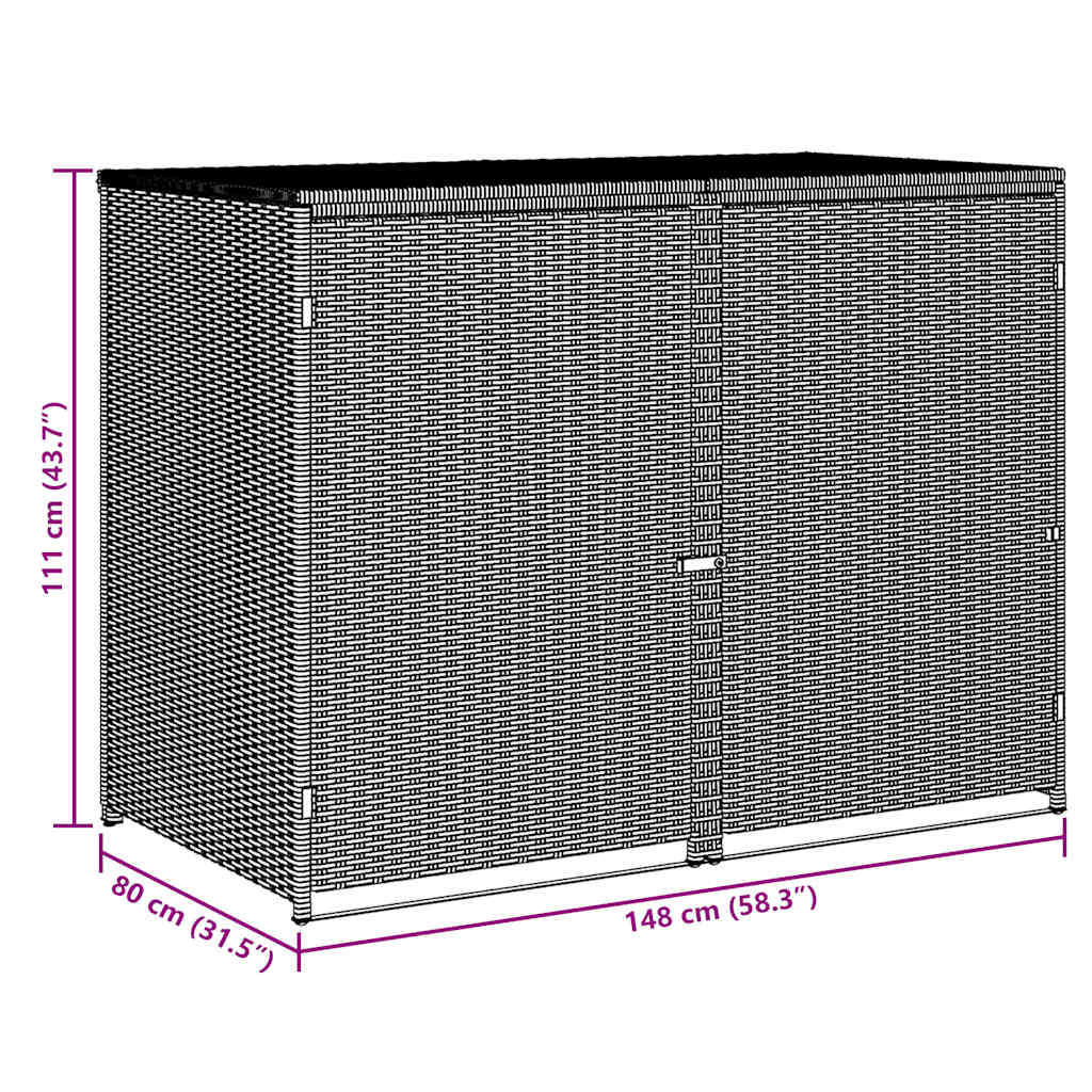 Ukrasna Kutija od Poliratana za 2 Kante za Otpad Crna 148x80x111 cm