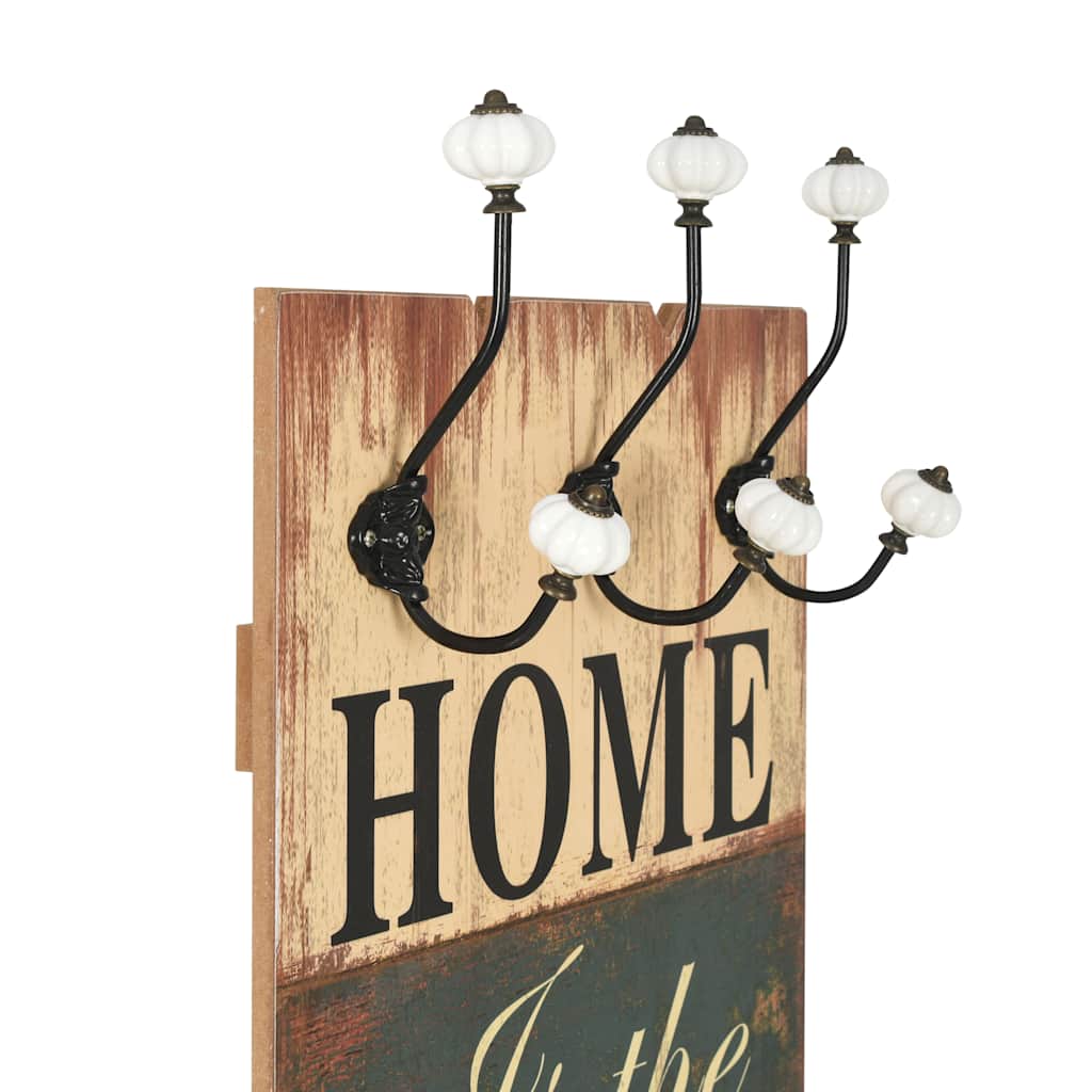 Zidna vješalica za kapute sa 6 kuka "HOME IS" 120 x 40 cm