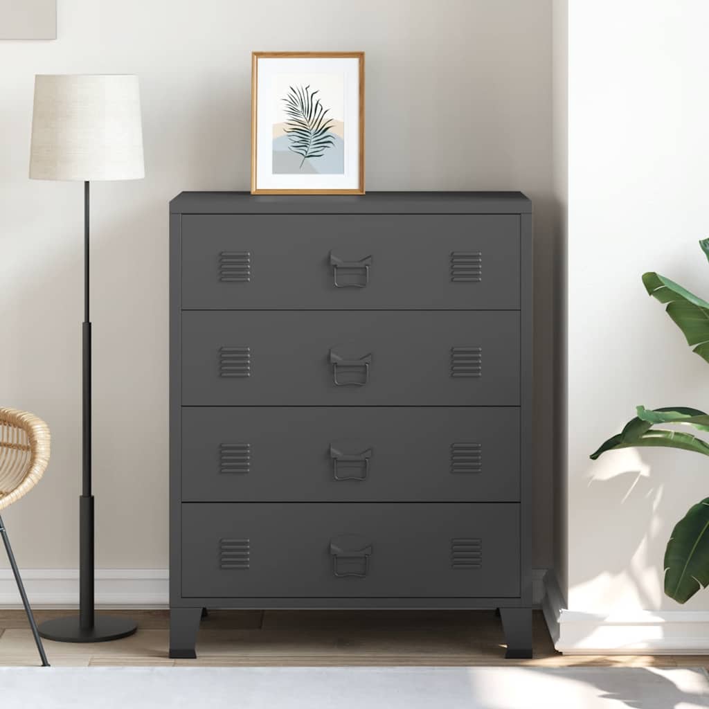 Ladičar od metala u industrijskom stilu 78 x 40 x 93 cm crni