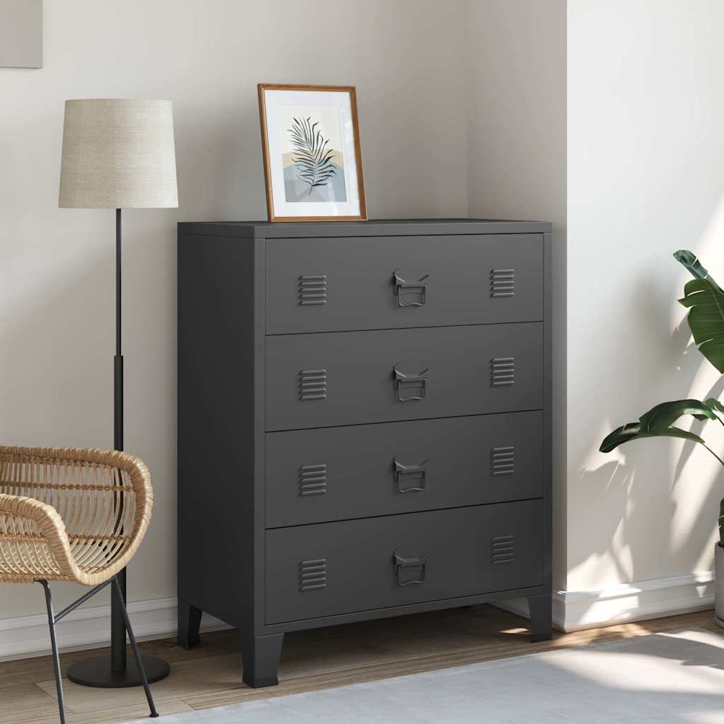 Ladičar od metala u industrijskom stilu 78 x 40 x 93 cm crni