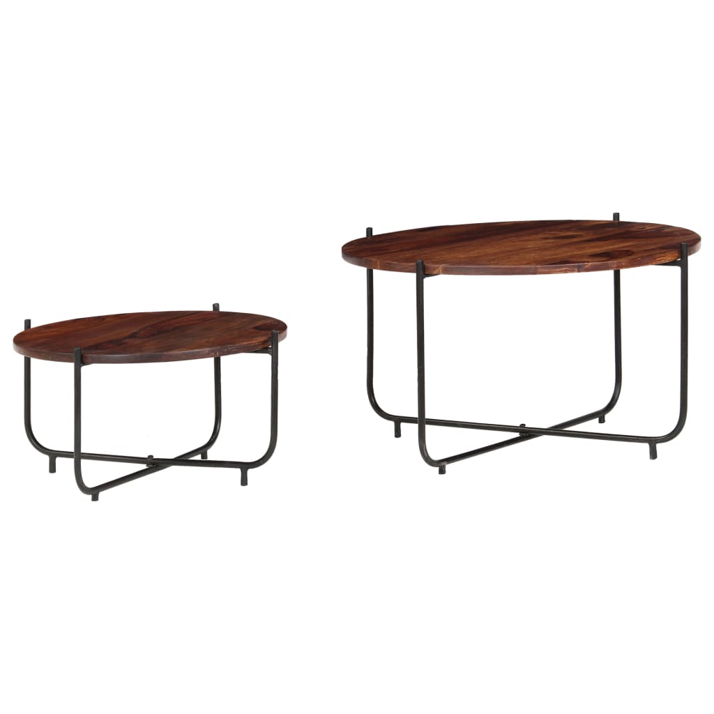2-dijelni set stolića za kavu od masivnog drva akacije 60x35 cm