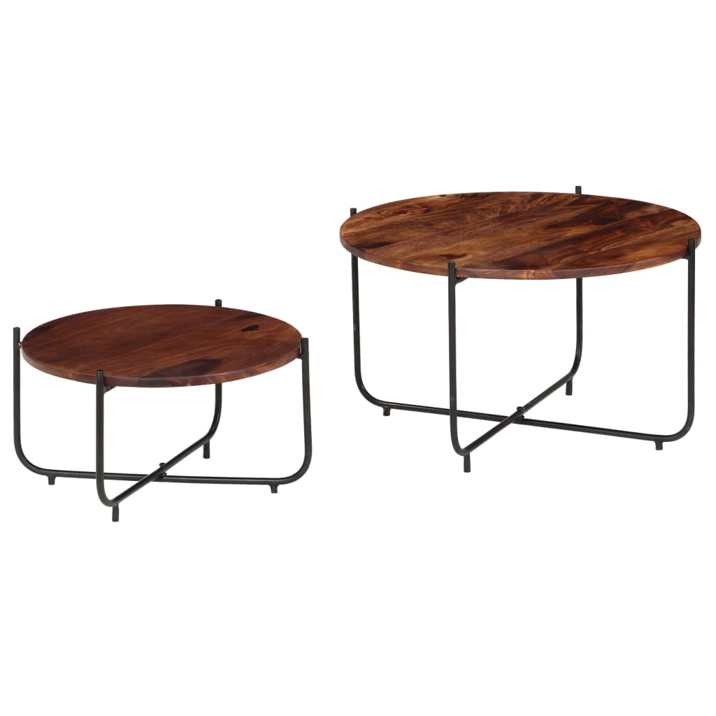 2-dijelni set stolića za kavu od masivnog drva akacije 60x35 cm