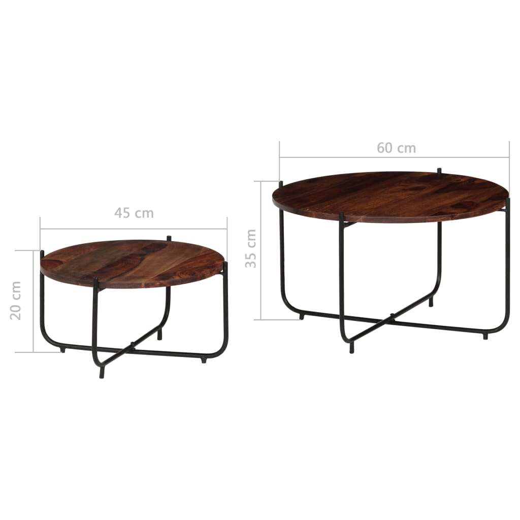 2-dijelni set stolića za kavu od masivnog drva akacije 60x35 cm