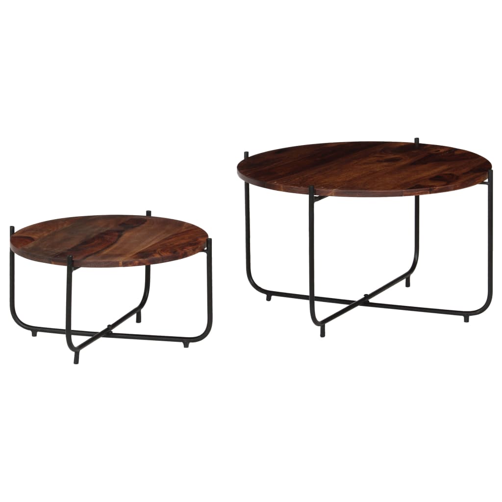 2-dijelni set stolića za kavu od masivnog drva akacije 60x35 cm